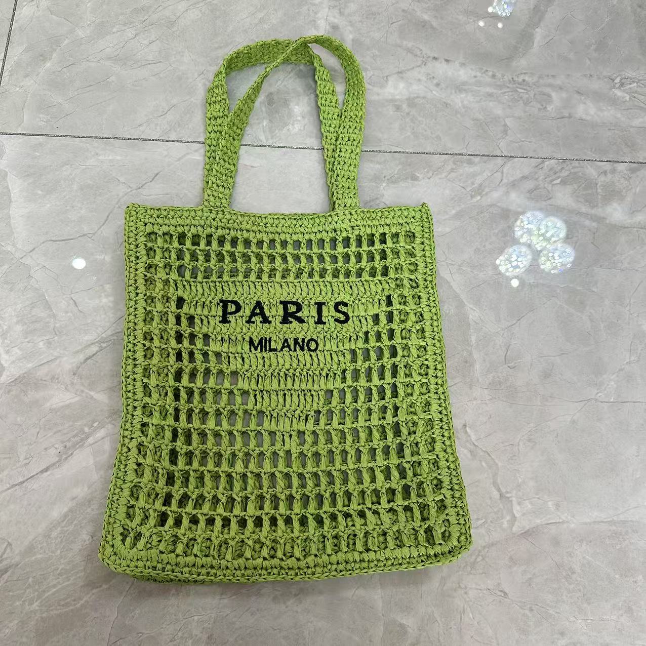 Hand woven women's summer straw shoulder bag