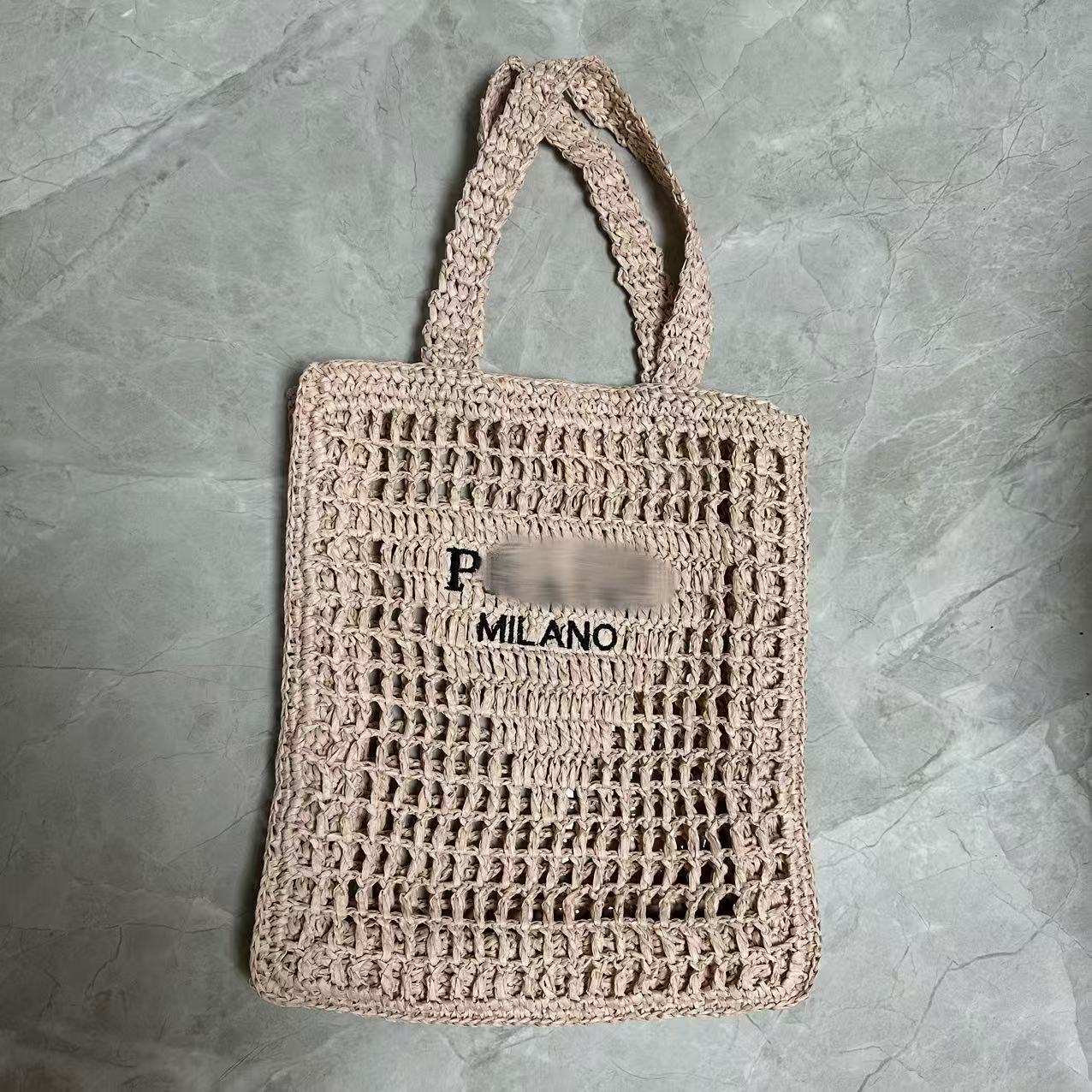 Hand woven women's summer straw shoulder bag