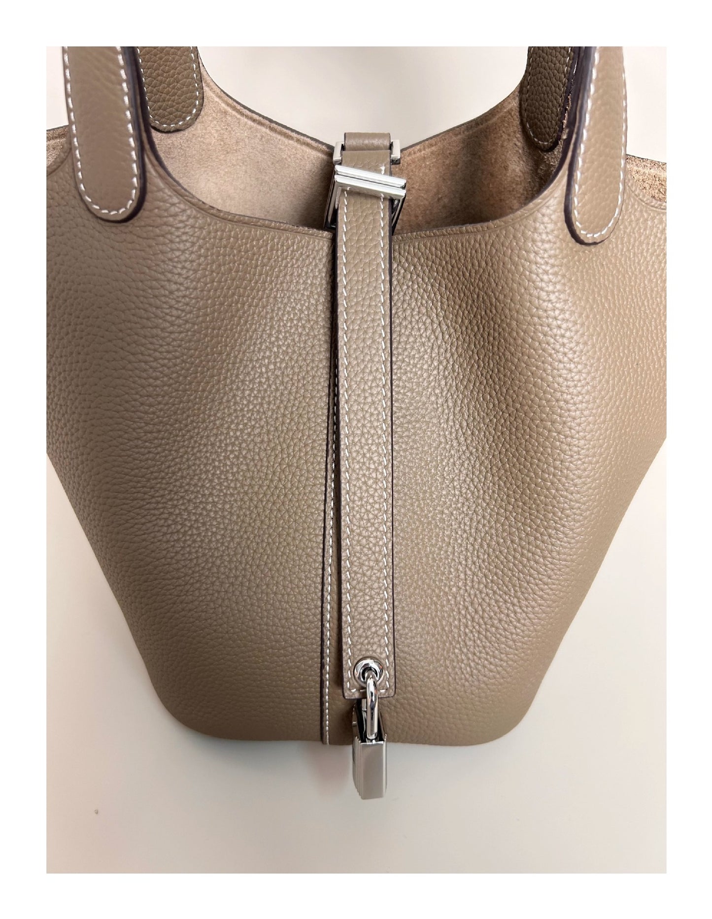 Cow-hide leather women's bucket bag with top handle