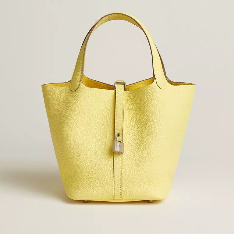 Cow-hide leather women's bucket bag with top handle