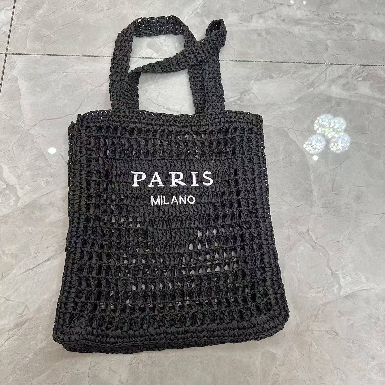 Hand woven women's summer straw shoulder bag