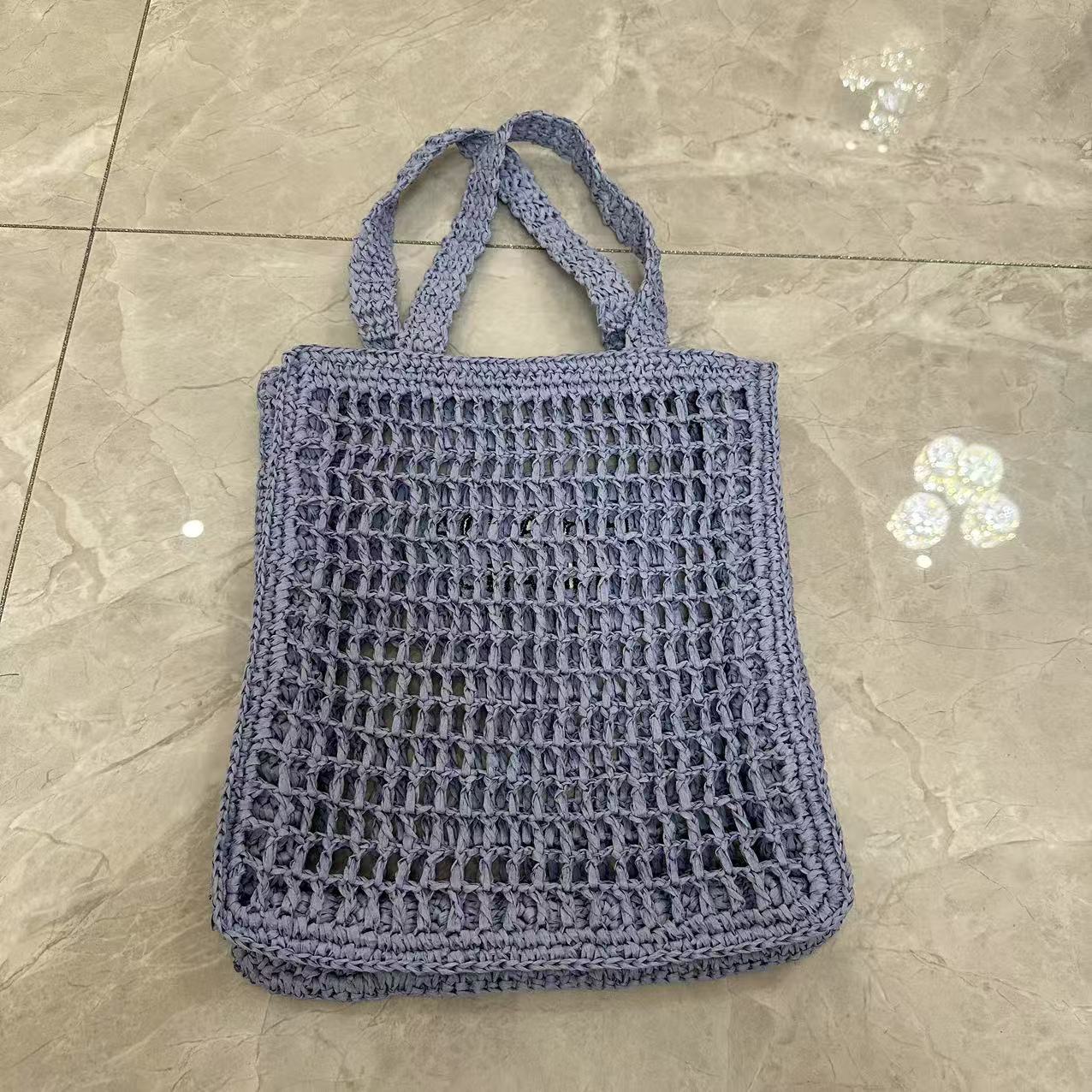 Hand woven women's summer straw shoulder bag