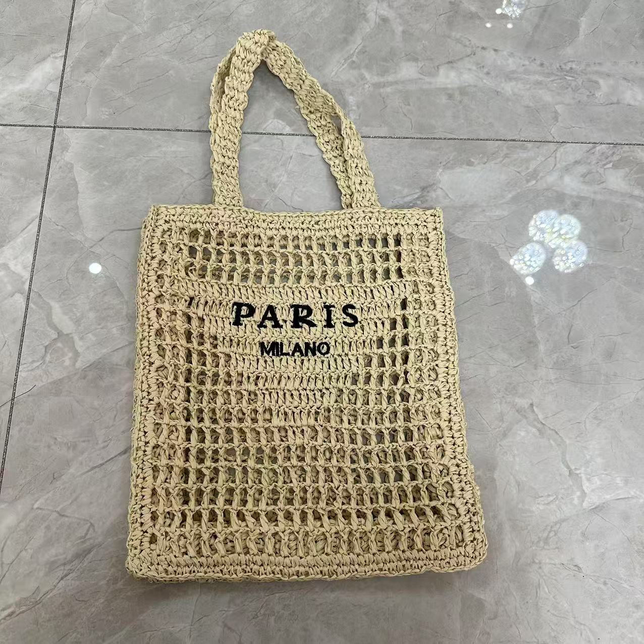 Hand woven women's summer straw shoulder bag