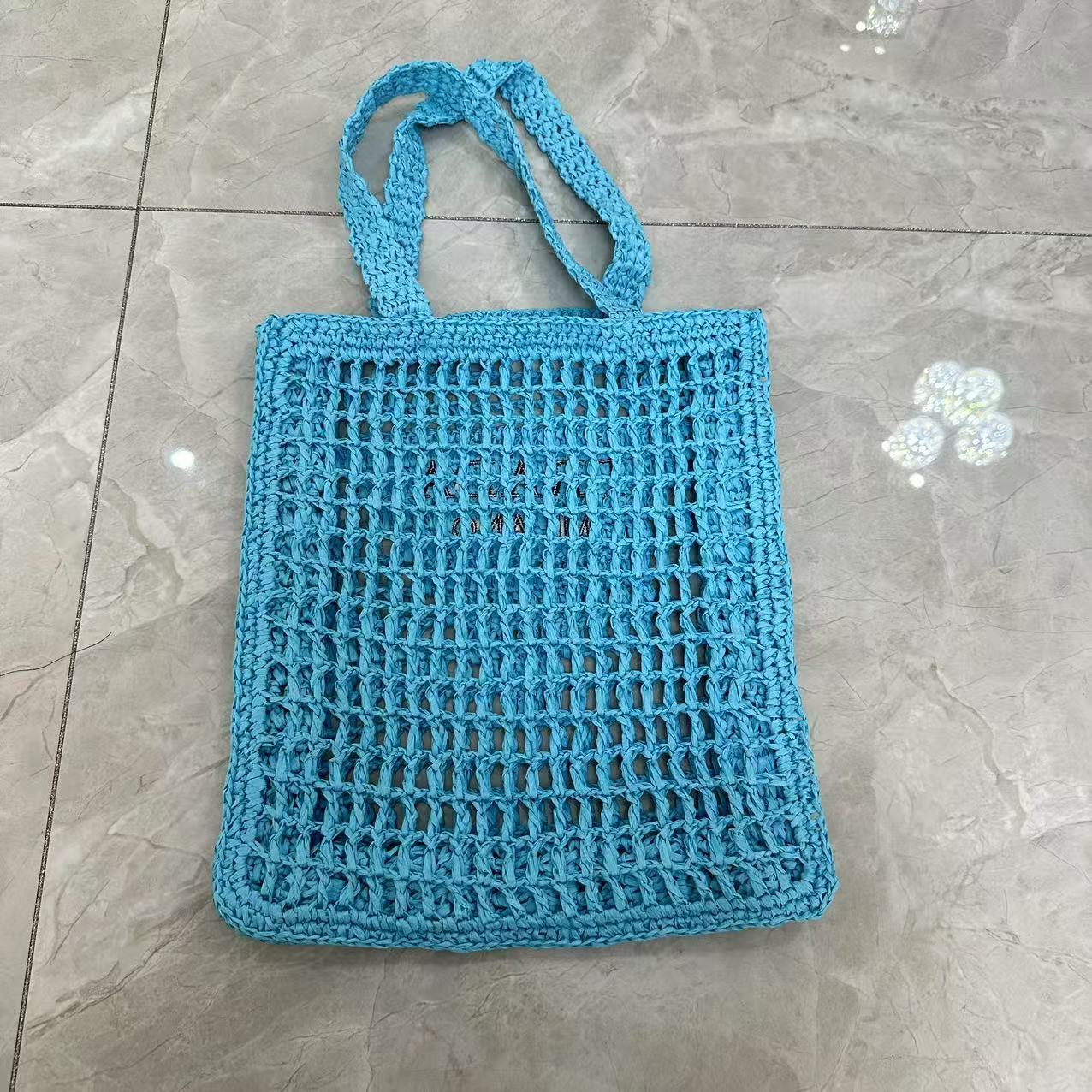 Hand woven women's summer straw shoulder bag