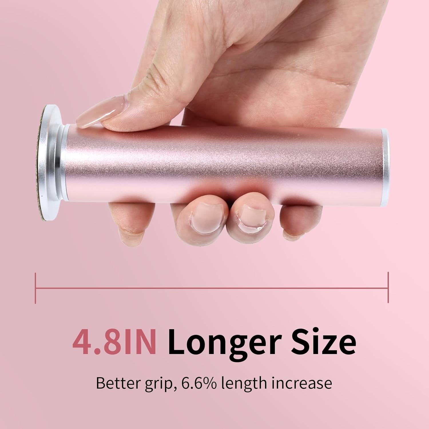4.8IN Longer Electric Foot Callus Remover with 80Pcs Sandpaper Discs, Professional Aluminum Callus Remover for Feet, Stepless Speed Control Pedicure Tools for Dead Skin