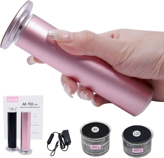 4.8IN Longer Electric Foot Callus Remover with 80Pcs Sandpaper Discs, Professional Aluminum Callus Remover for Feet, Stepless Speed Control Pedicure Tools for Dead Skin