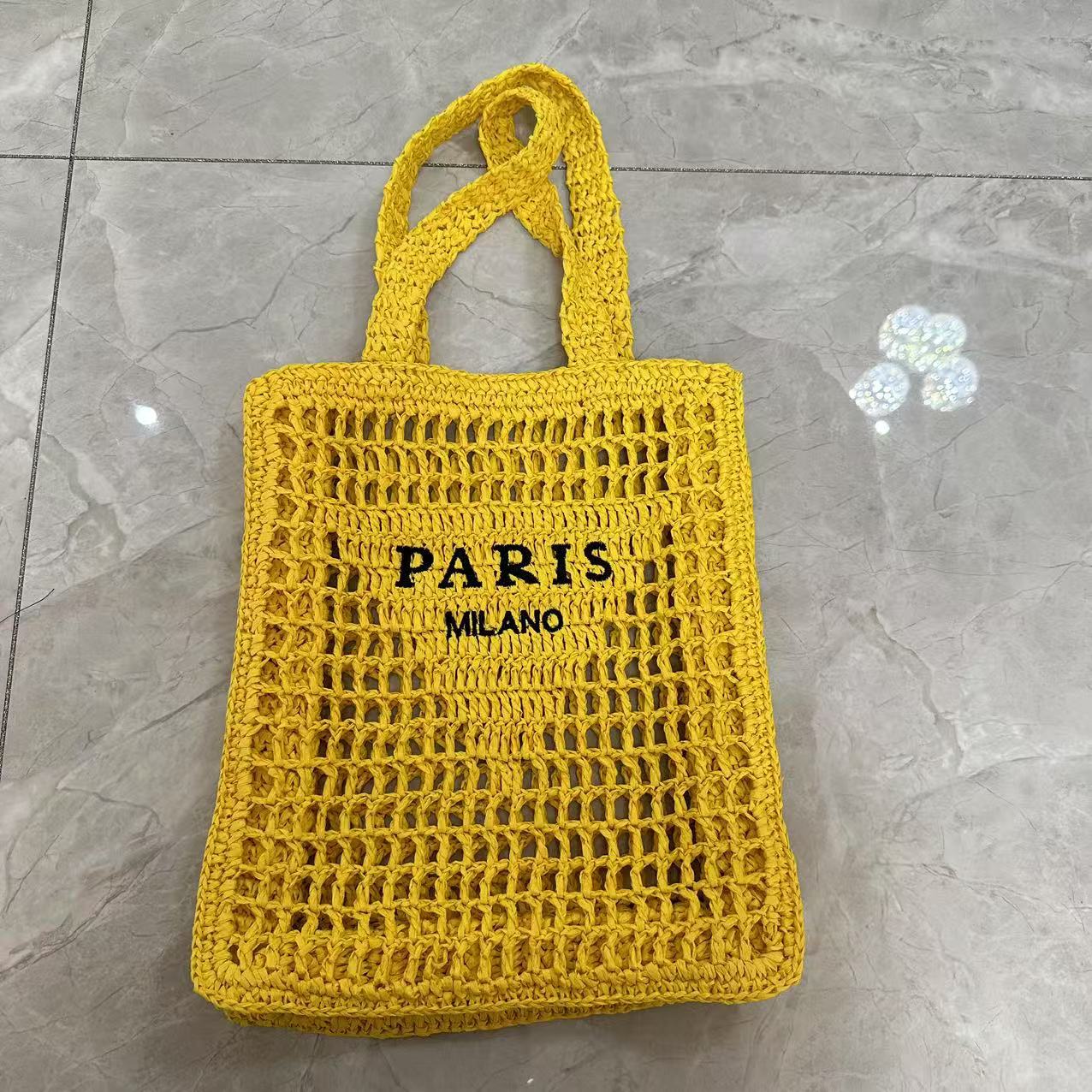 Hand woven women's summer straw shoulder bag