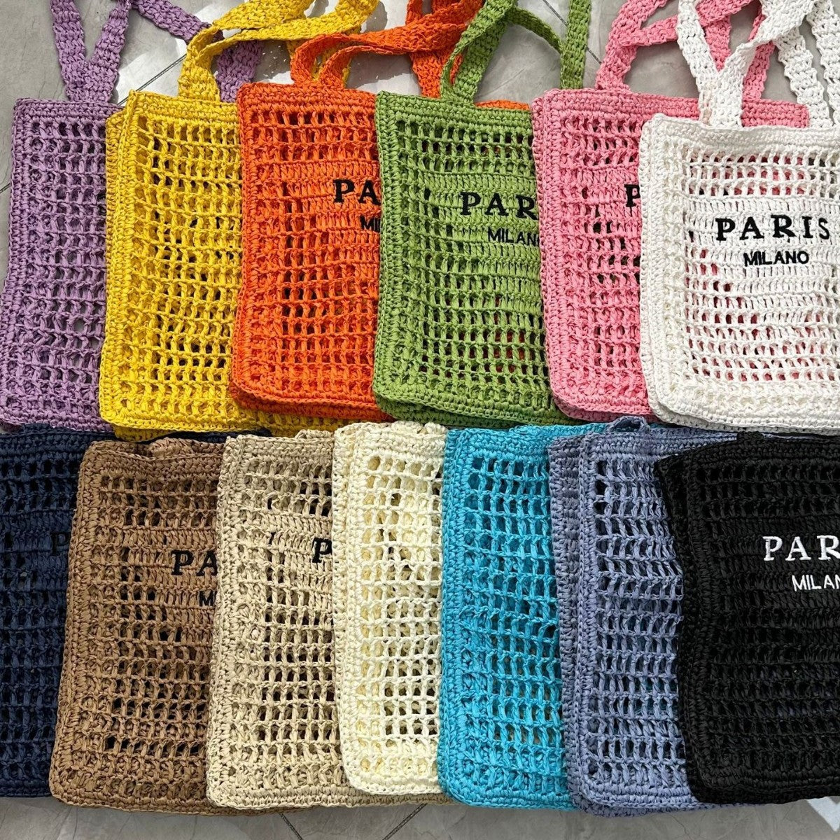 Hand woven women's summer straw shoulder bag